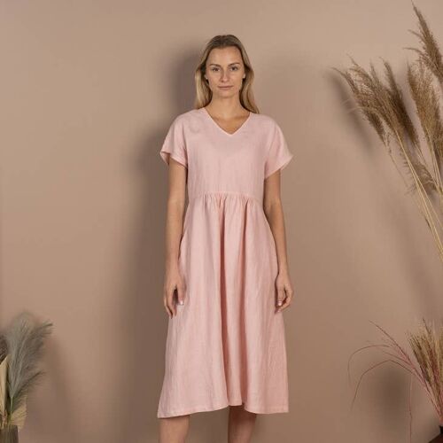 100% Linen Dress GRACE Dusty Pink