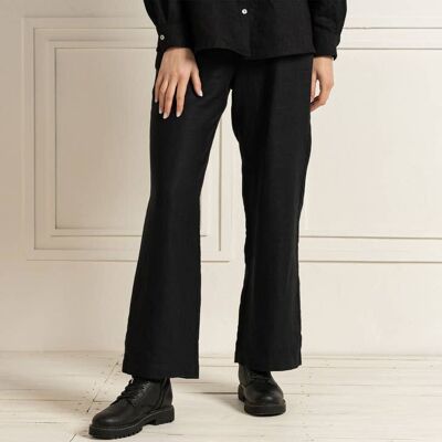 100% Linen Trousers HAVANA Pure Black