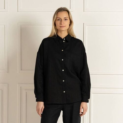 100% Linen Shirt AMELIA Pure Black