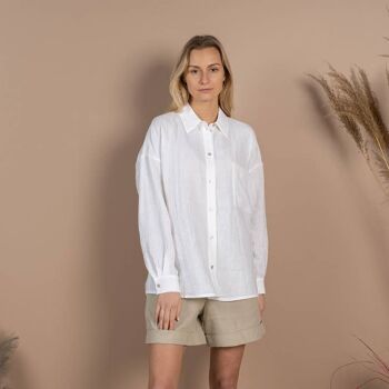 Chemise 100% Lin AMELIA Blanc Pur 1