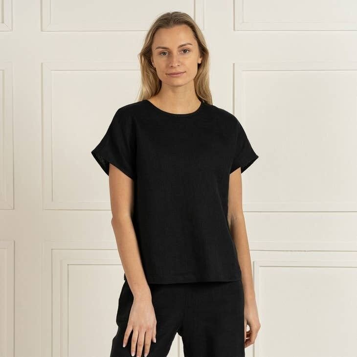 Camicetta 100% lino LEAH Pure Black