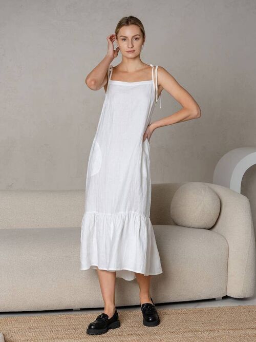 100% Linen Dress ALICIA Pure White