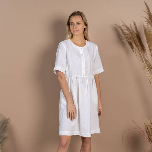 100% Linen Dress ARIANA Pure White