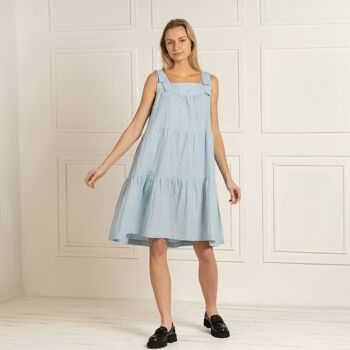 Robe 100% Lin CHLOE Bleu Glacé 1