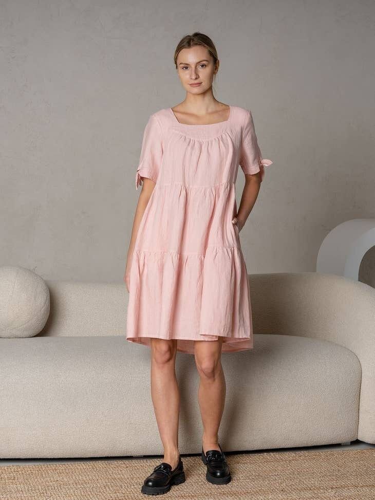 Abito 100% lino EMILY Rosa antico