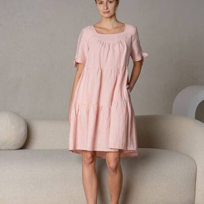 100% Linen Dress EMILY Dusty Pink