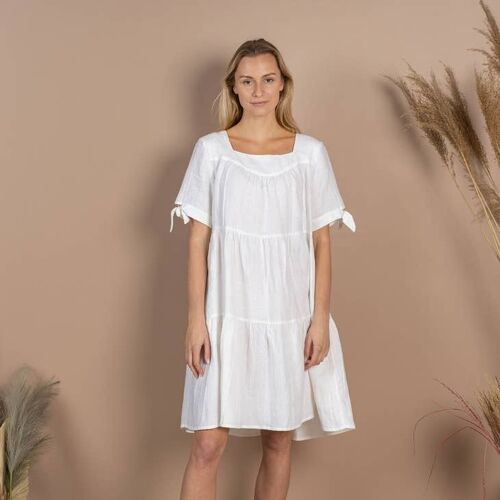 100% Linen Dress EMILY Pure White
