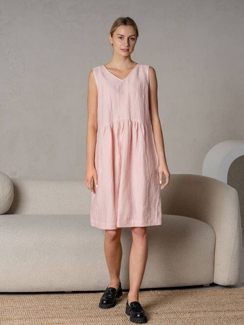 100% Linen Dress EVA Dusty pink