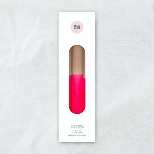 Dip Dye Kerzen / Dusty Powder x Bright Pink / 25 cm / 3er Set