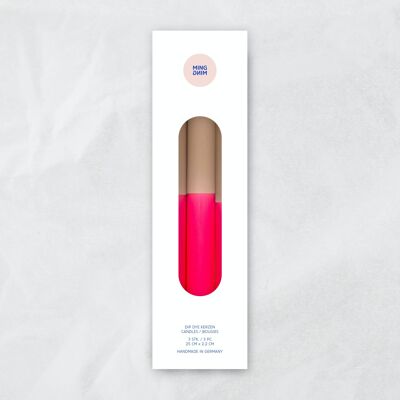 Dip Dye Candles / Dusty Powder x Bright Pink / 25 cm / Set of 3