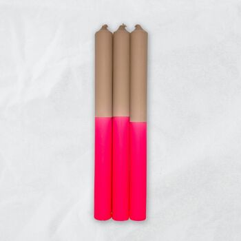 Bougies Dip Dye / Dusty Powder x Bright Pink / 25 cm / Lot de 3 2