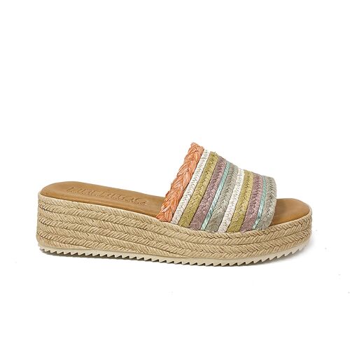 Sandalias plataforma Cibeles multicolor beige