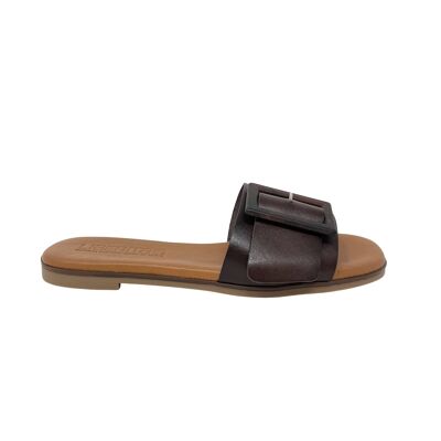 Flat sandal Gena in Brown leather