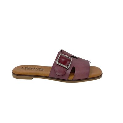 Libera flat sandal in Bordeaux leather