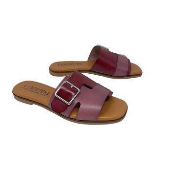 Sandale plate Libera en cuir bordeaux 4