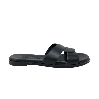 Atria flat sandal in Black leather