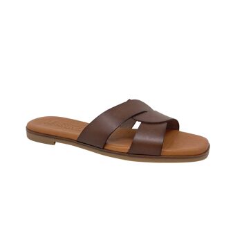 Sandale plate Atria en cuir Marron 2