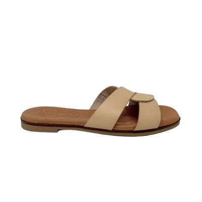 Atria flat sandal in beige leather
