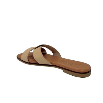 Sandale plate Atria en cuir beige 3