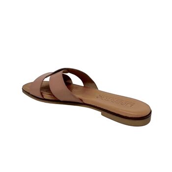 Sandale plate en cuir rose Atria 3