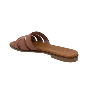 Sandale plate Alya en cuir rose 3