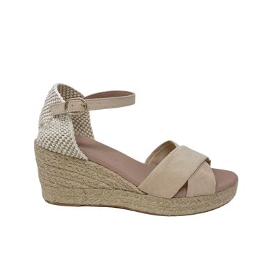 Beige microfiber Shany jute wedge sandal