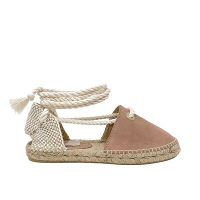 Espadrilles femme Sanza en croûte de cuir rose