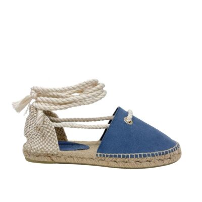 Sanza Damen-Espadrilles aus blauem Spaltleder