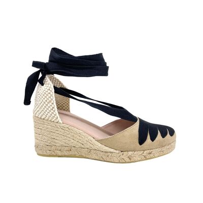 Naina jute wedge sandal in microfiber Black