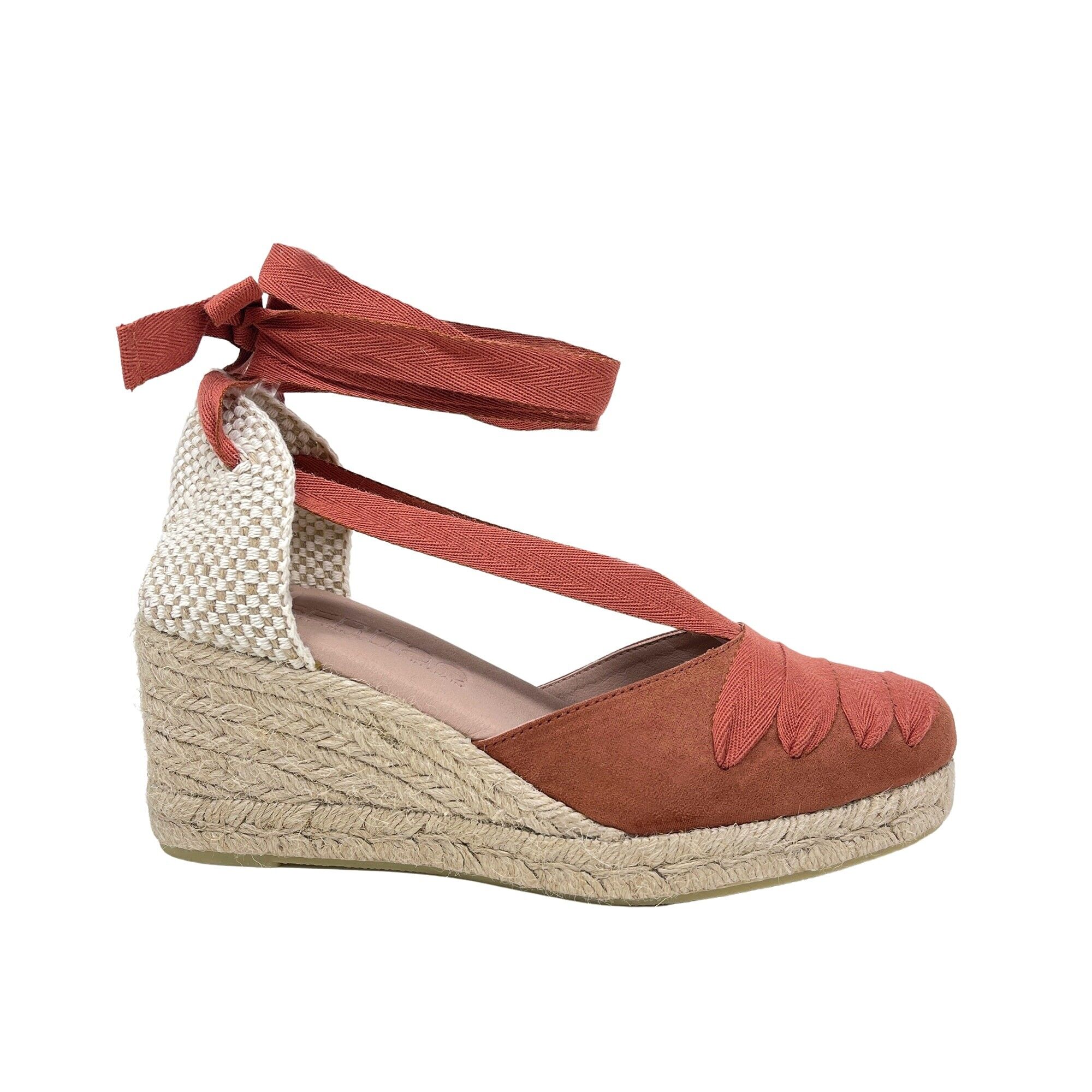 Sandalo con zeppa in juta Naina in microfibra Rosso