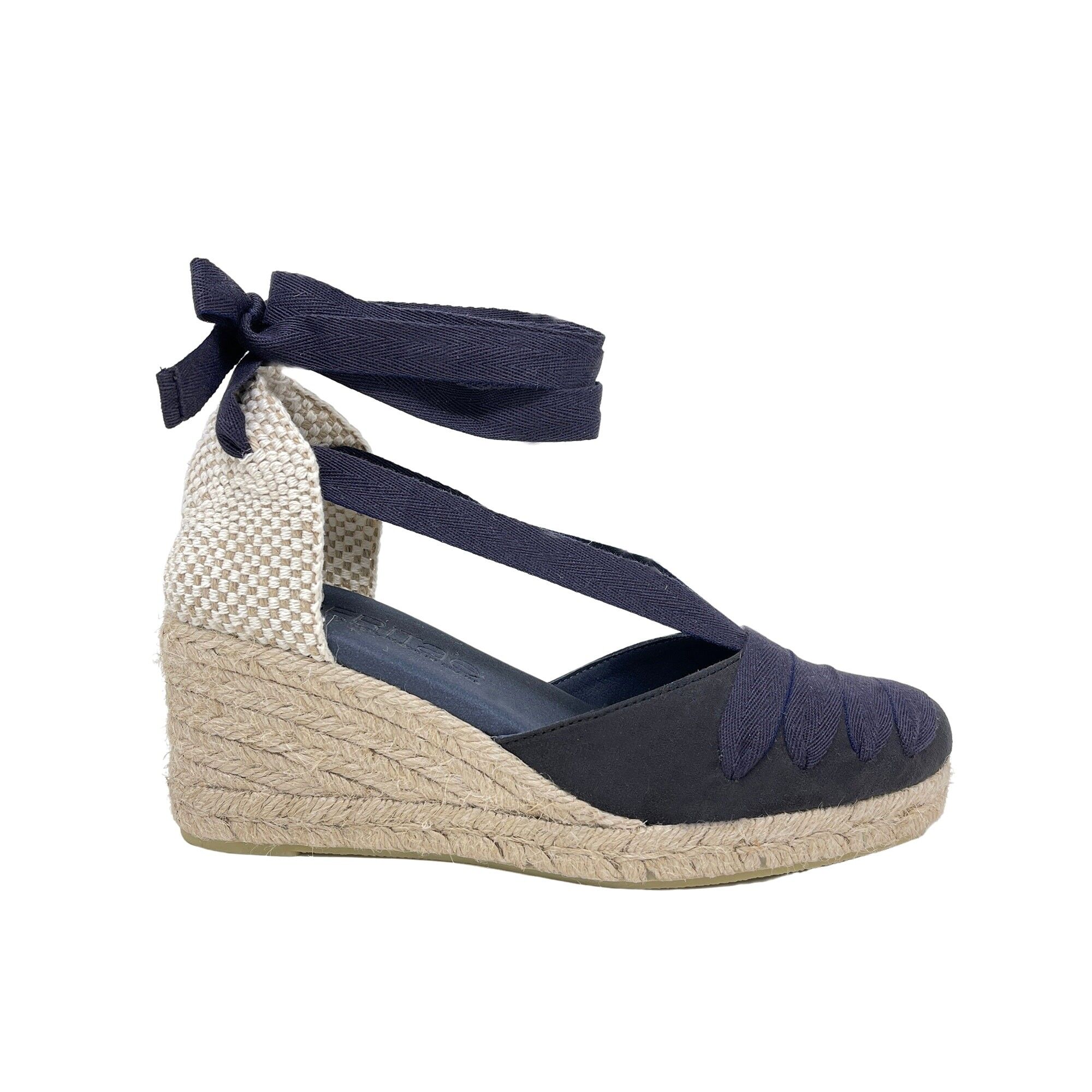 Sandalo con zeppa in iuta Naina in microfibra Blu