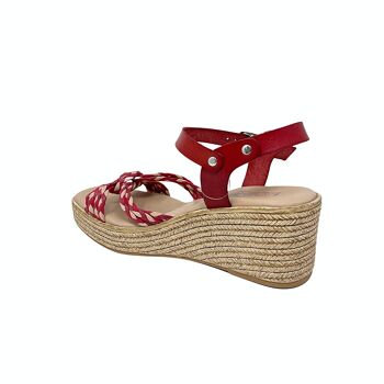 Sandale plateforme Girasol en galon multicolore et cuir Rouge 3