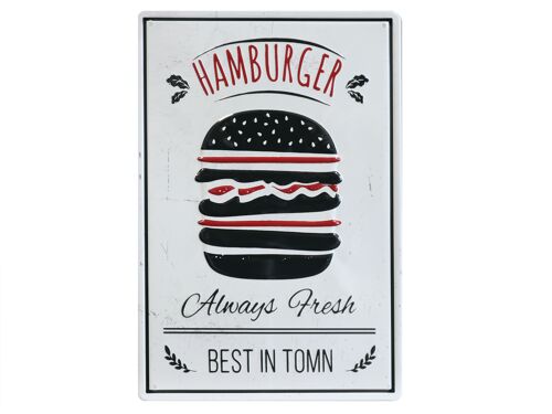 Hamburger metalen bord 20x30cm