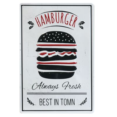 Hamburger metalen bord 20x30cm