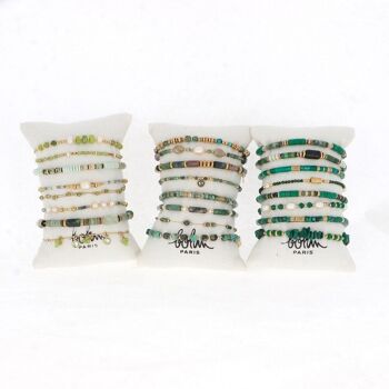 Kit de 3 boudins de 8 bracelets - doré vert mix 1