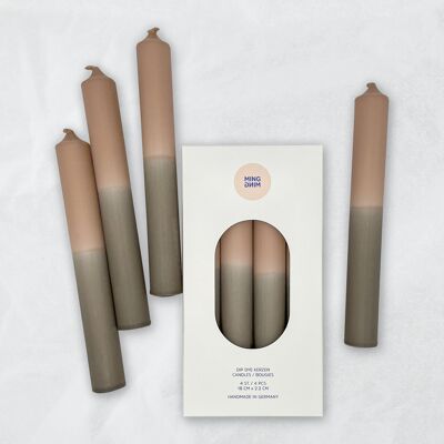 Dip Dye Candles / Dusty Powder x Simply Taupe / 18 cm / Set of 4