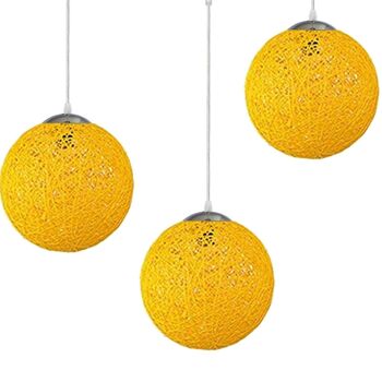 Jaune moderne treillis osier rotin Globe boule Style plafonnier suspension abat-jour ~ 3642 2