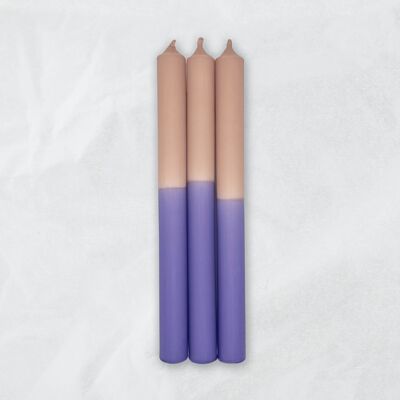 Dip Dye Candles / Dusty Powder x Sweet Lavender / 25 cm / Set of 3