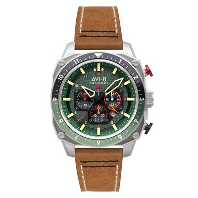 AV-4100-01 - Men's watch AVI-8 quartz chronograph - Leather strap - Date - Hawker Hunter