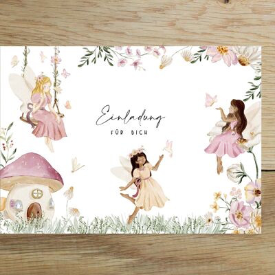 Set of 10 Fairy Invitation Cards Children's Birthday | Invitation for children | Children's birthday party - invitation with fairies | Fairy Invitation | DIN A6