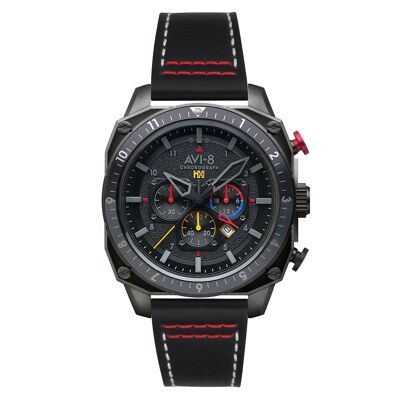 AV-4100-04 - Men's watch AVI-8 quartz chronograph - Leather strap - Date - Hawker Hunter
