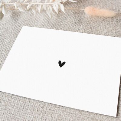 Carte postale coeur | Carte coeur DIN A6 | carte de voeux simple avec coeur | Carte de voeux coeur format paysage