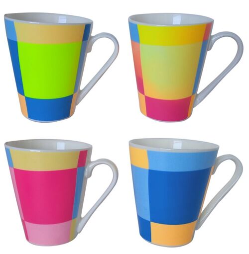 Ceramic Coffee mug in bright summer colours. 12 pcs in egg-box