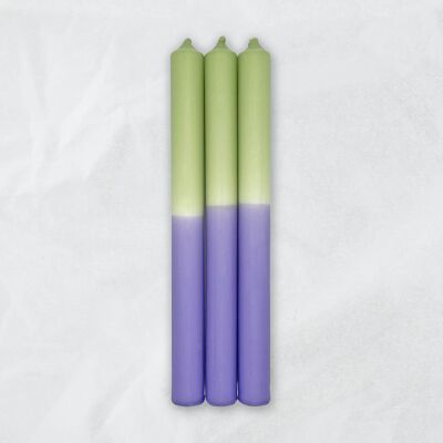 Dip Dye Candles / Pistachio x Sweet Lavender / 25 cm / Set of 3