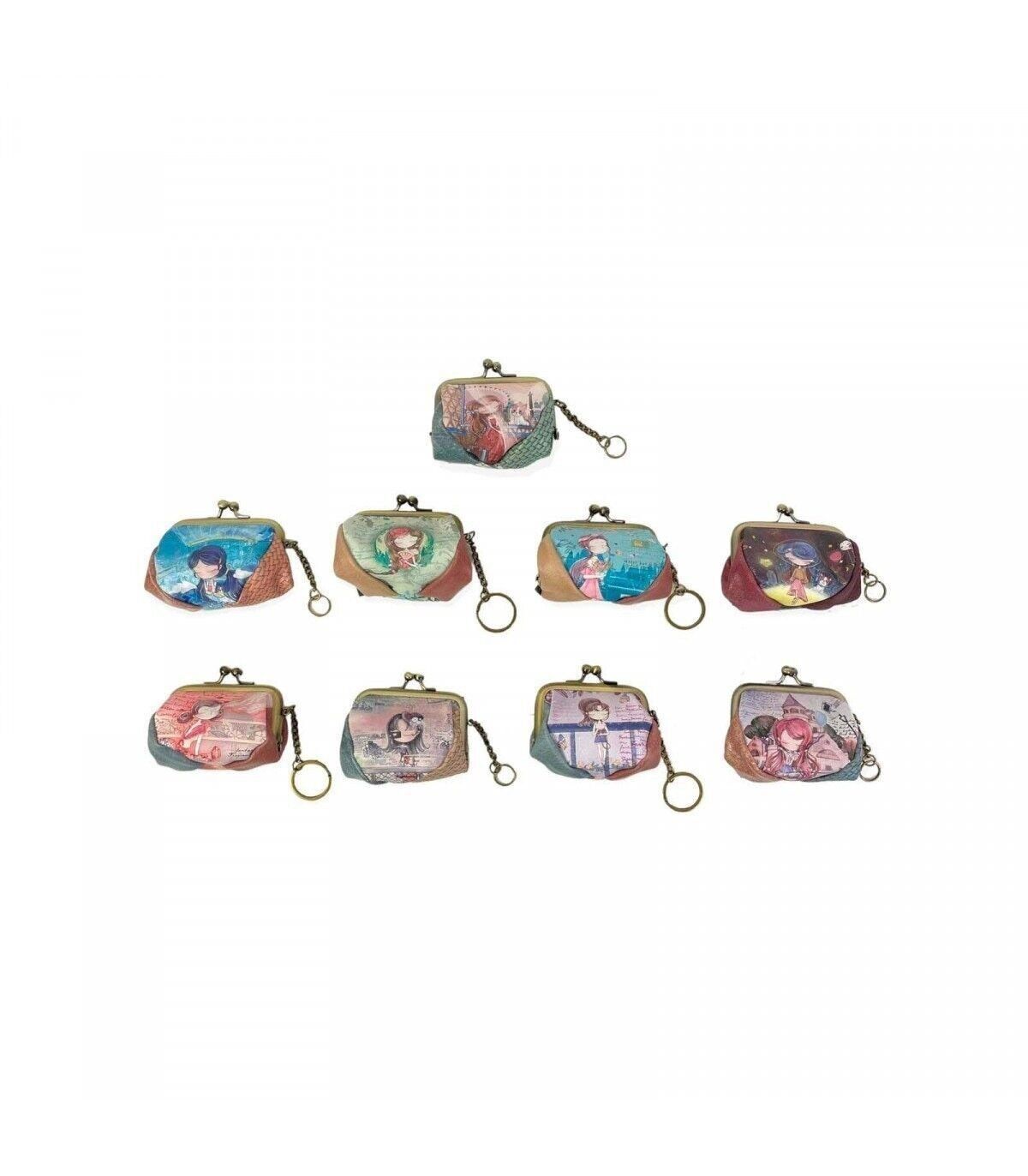 Kompakte Schlüsselanhänger-Geldbörse für Damen mit Handgelenk-Design und Klickverschluss