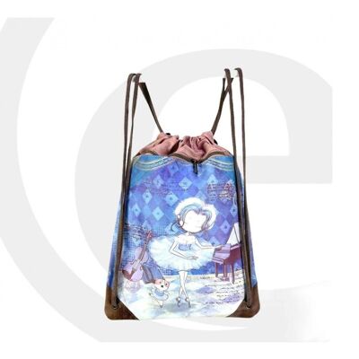 Sac à cordes synthétique Sweet Candy avec motif poupée pour femme. Promo mars