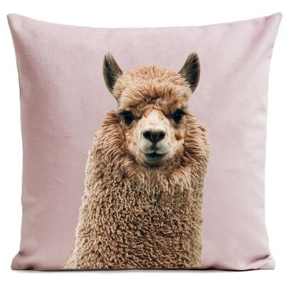 Coussin enfant, animal, alpaga, 40x40cm, suédine - Alpaga