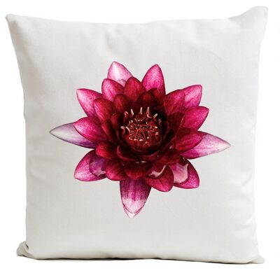 Coussin fleur, suédine, 40x40cm, rose - Lotus