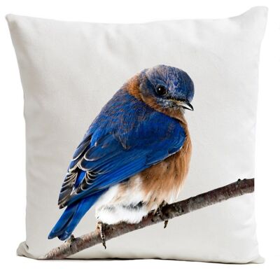 Bird cushion, deco, suede, blue, 40x40cm - Pioupiou