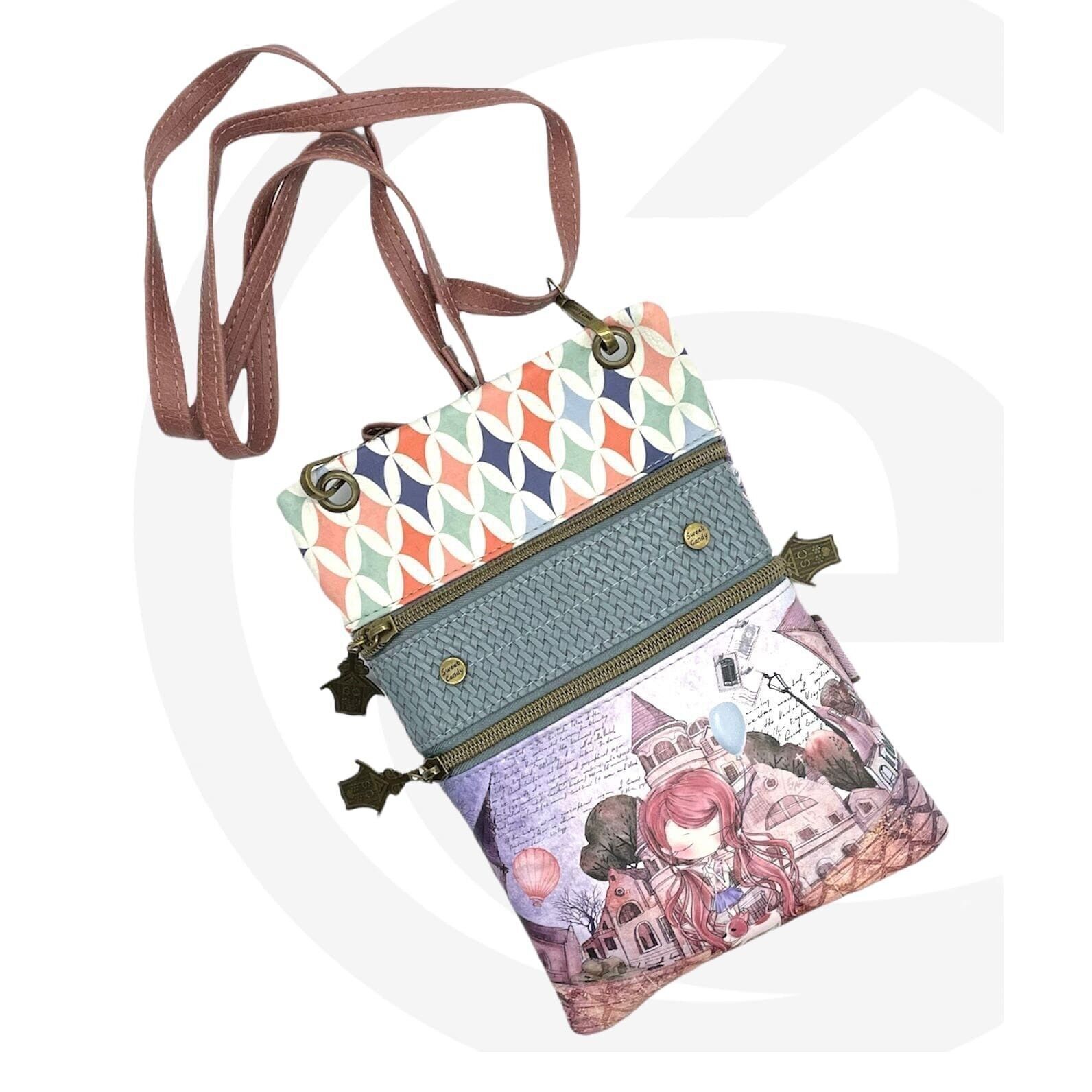 Borsa a tracolla compatta Sweet Candy Doll con più scomparti. Presto Moda